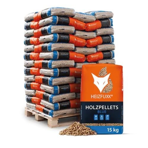 Heizfuxx Holzpellets Blue - 15kg x 65 Sack, 975kg Palette